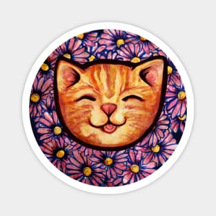 Happy Orange Tabby Cat Magnet